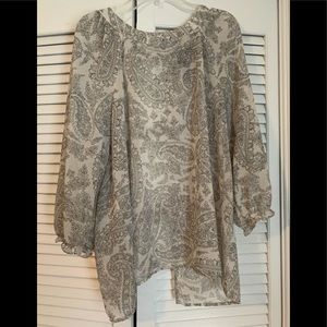 Black and off white blouse